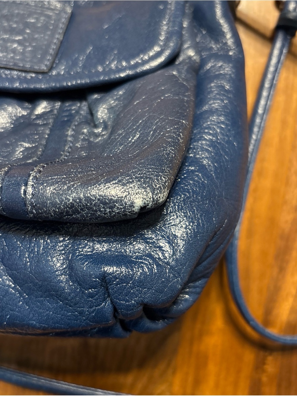 Vintage Coach Poppy Buttery Soft Leather Crossbody Bag In Navy Blue - Picture 7 of 8